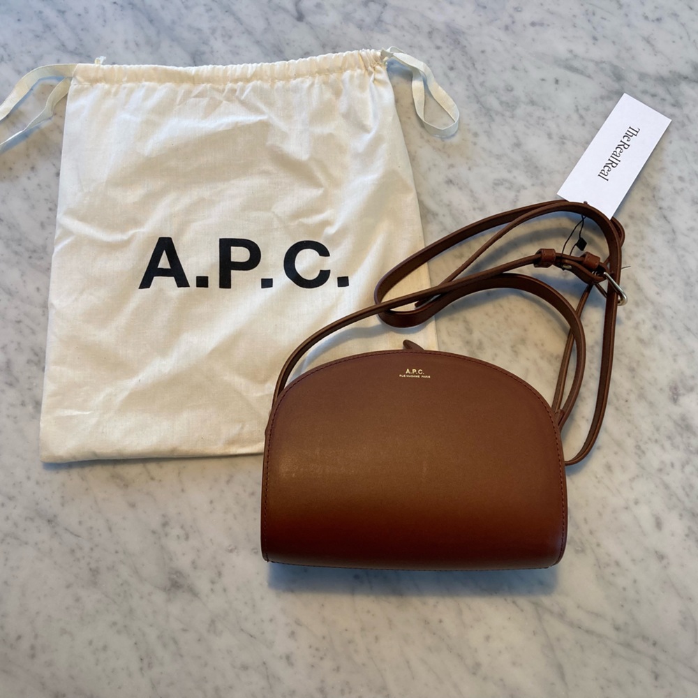 A.P.C. Demi Lune Mini Leather Crossbody Bag